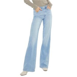 Kancan Juliany High Rise Wide Flare Jeans Light Blue Womens Size 30 Denim NEW